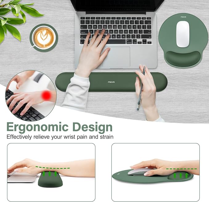 MOSISO Wrist Rest Support for Mouse Pad&Keyboard Set, Circle Curved Ergonomic - Image 3