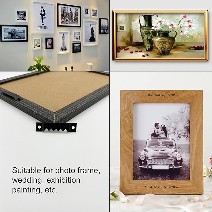 50 Pack Large Heavy Sawtooth Picture Hangers Steel Picture Hangers with Screws Picture Hang Solutions, for Hanging Clock Paintings Artwork Picture Frame Hook Photos (Black，Supports 50 lbs)-DeskLoop Office