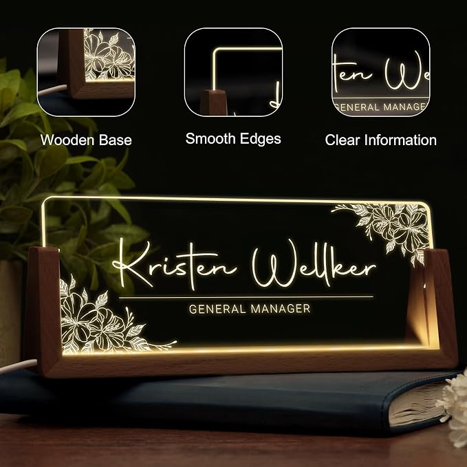 Custom Light Up Name Plate for Desk, Desk Name Plate Personalized - Image 3