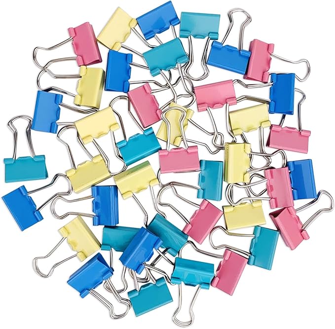 40-Pack Mini Binder Clips in 4 Colors, 15mm/0.6-Inch Small Paper Clips by Ykimokdailynecessities
