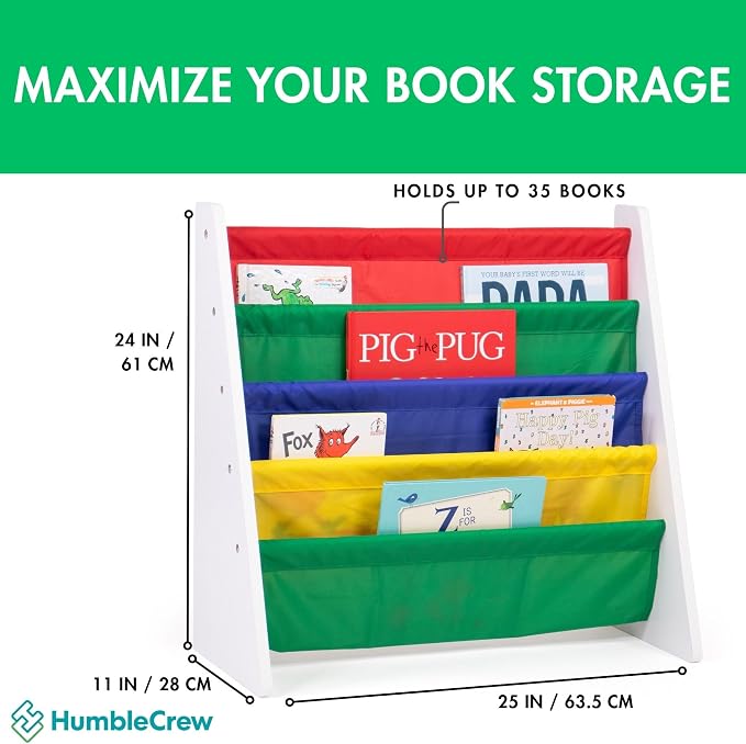 Humble Crew 4-Tier Kids Bookshelf, Nursery Bookcase Organizer - Image 2