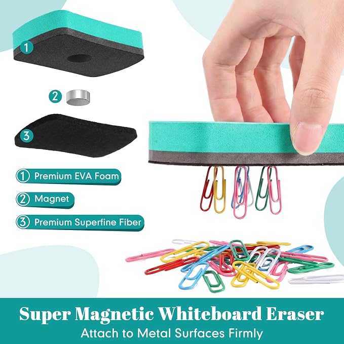 Outus 12 Pcs White Board Erasers Bulk Magnetic Dry Erase Erasers Assorted Color - Image 5