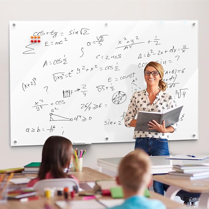 MaxGear 72" x 48" Glass Whiteboard Wall Mounted - Image 8