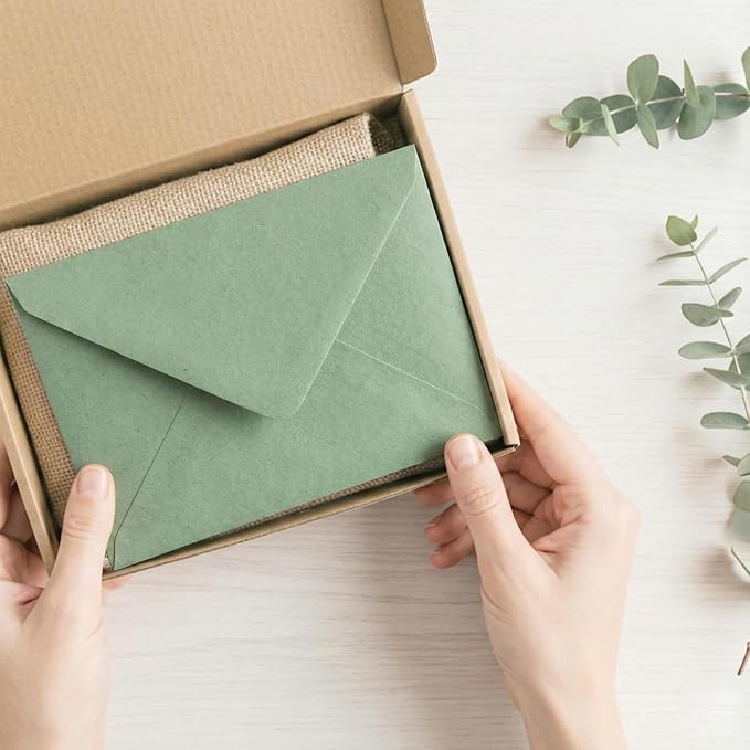 50 Pack 5 x 7 Inches Sage Green Envelopes Floral Pattern Invitation Envelopes - Image 6