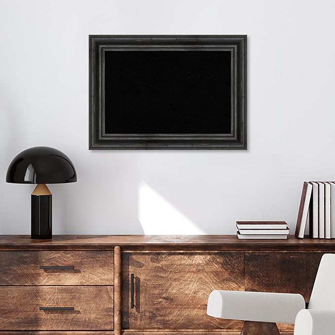 Amanti Art Black Cork Board for Wall, 21x29 Vision Board with Black Wood Frame, Medium Corkboard Office Decor for Home Organization, Country Rustic Corkboard Pinboard to Display Items for Home-DeskLoop Office