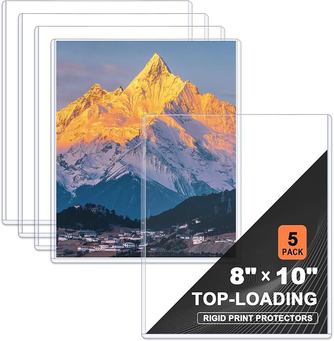Ndsox 5 Pack 8" x 10" Rigid Print Protectors Clear Hard Plastic Sheet by NDSOX