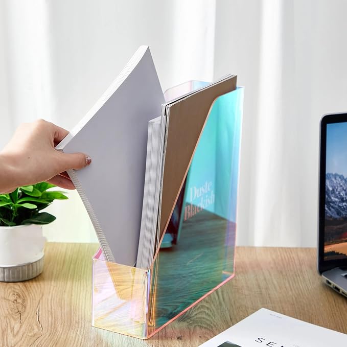 Engrowtic 2 Pcs Iridescent Vertical Magazine File Holder Acrylic Magazine - Image 6