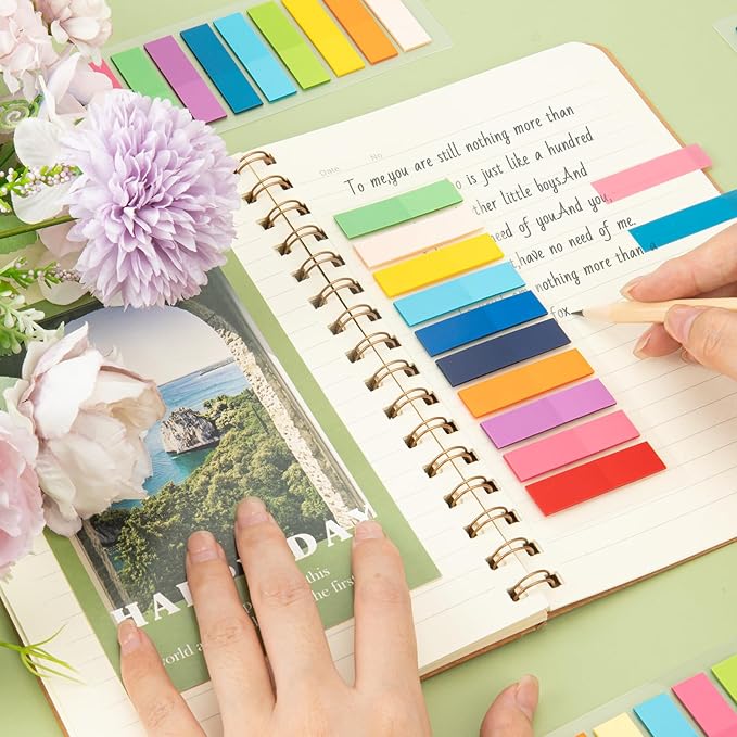3600Pcs Multi-Colored Writeable and Repositionable Book Flags Strip - Annotating Tabs, Book Markers, Sticky Tabs, Morandi Page Markers-DeskLoop Office