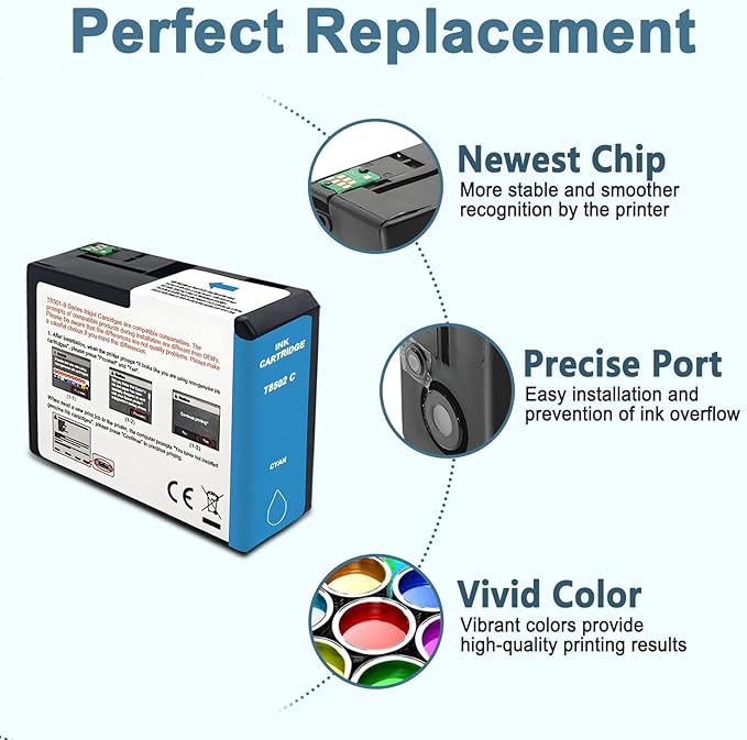 T850 Ink Cartridge T8502 T850200 Remanufactured Work for SureColor P800 (1-Pack, Cyan)-DeskLoop Office