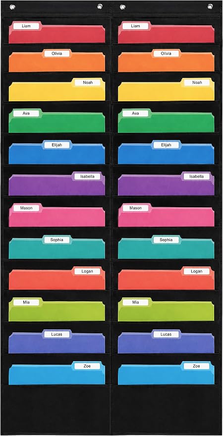 Essex Wares - 24 Pocket File Pocket Chart, and More - Wall Folder Organizer - by EssexWares