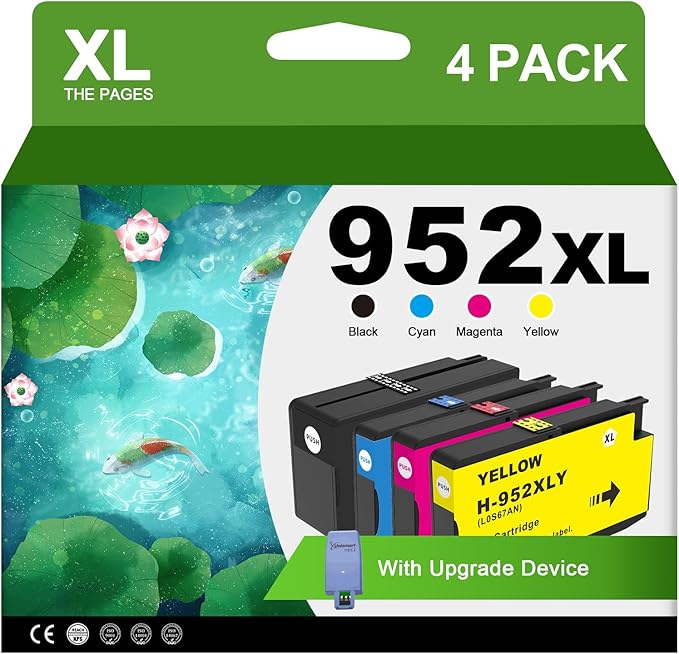 952XL Ink Cartridges Combo Pack with Upgrade Device Replacement for HP 952 XL Ink Cartridge for HP Officejet Pro 7740 8720 8710 8210 8715 8740 8702 8730 8725 Printers (Black Cyan Yellow Magenta)-DeskLoop Office