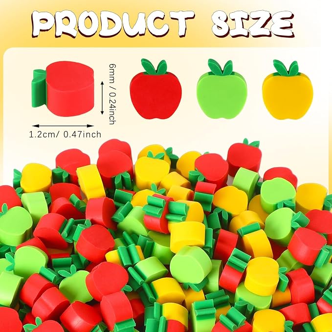 JUNEBRUSHS 150pcs Apples Erasers - Image 2