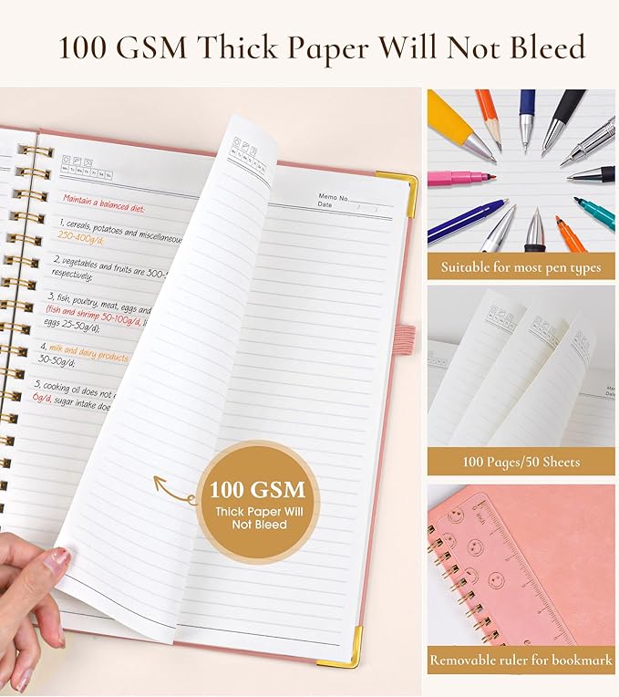 Hardcover Spiral Notebook Journal 8.5” x 11”, A4 Large Leather Notebooks - Image 5