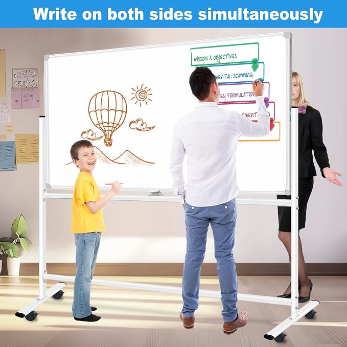 BSTPCOO Double Sided Rolling Whiteboard 60 x 48 inch, Large Mobile Whiteboard - Image 3