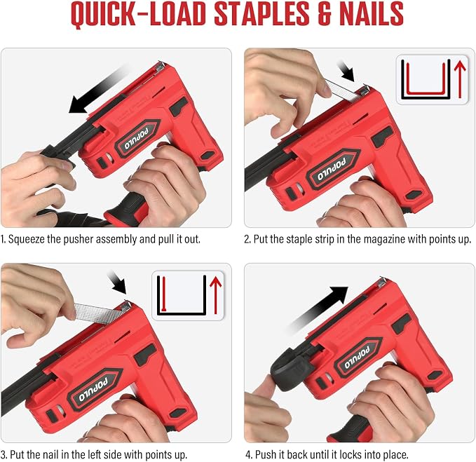 POPULO Electric Staple Gun, 2 in 1 Electric Stapler Tacker 4V Cordless Brad - Image 7