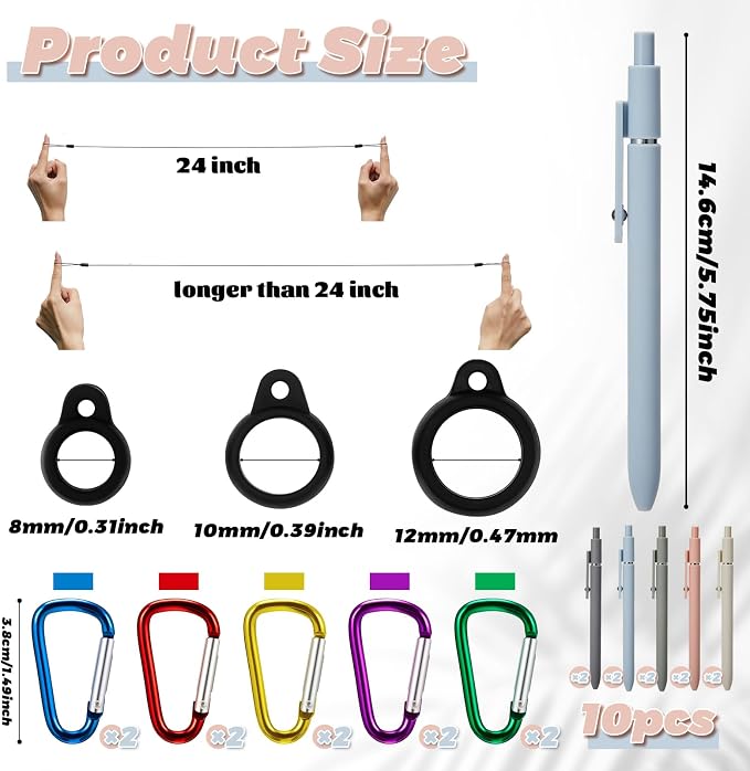 Lewtemi 10 Sets 24 Inch Pen Leash Pen Silicone Lanyard Holder - Image 2
