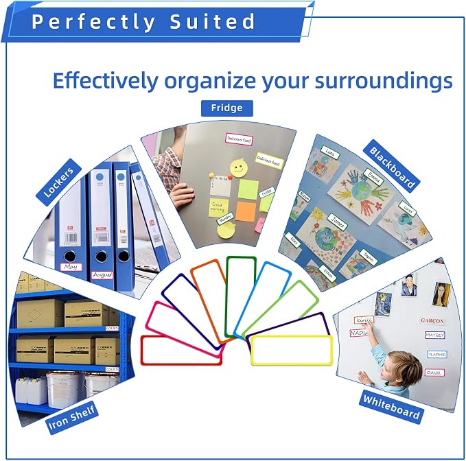 Utron 72PCS Magnetic Dry Erase Labels, 3.2"x1.2" Reusable Colorful Name Plates - Image 6
