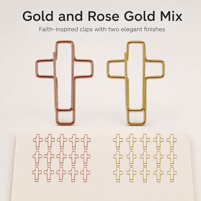 210 Pack Cross Paper Clips, Metal Cross Shaped Bookmarks - Image 4