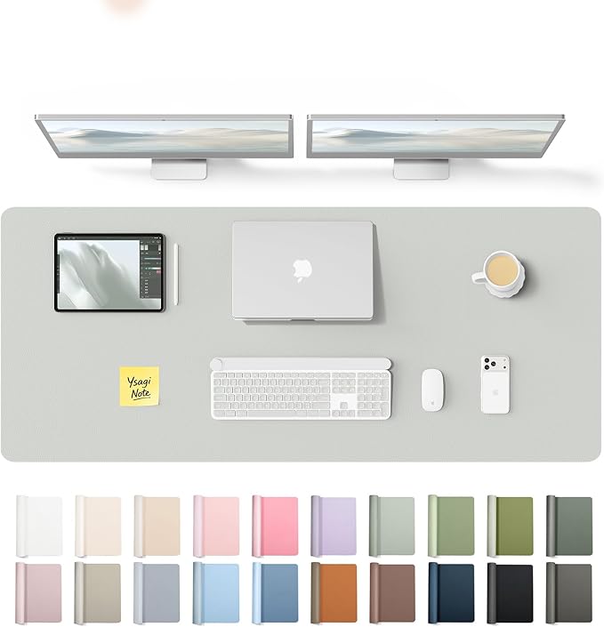 YSAGi Leather Desk Pad Protector, Office Desk Mat, Large Mouse Pad, Non-Slip PU by YSAGi