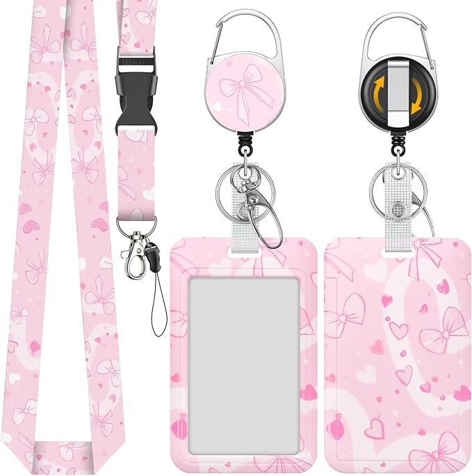 Uniclife Fashionable Sliding Badge Holder Bowknot Pattern Plastic Card Holder by UnicLife
