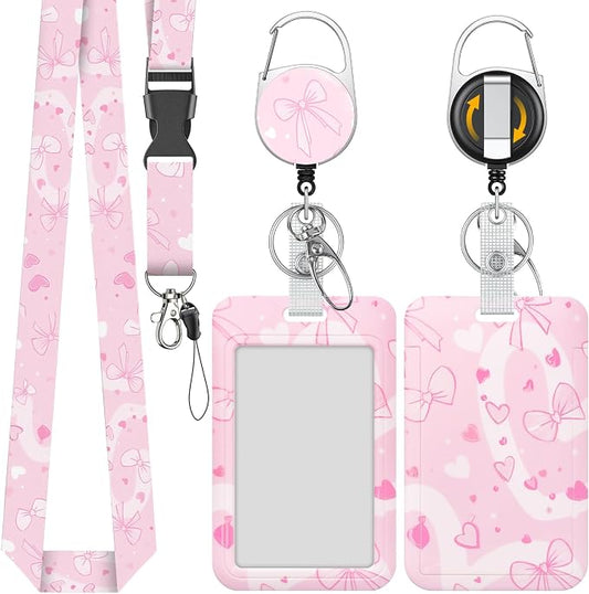 Uniclife Fashionable Sliding Badge Holder Bowknot Pattern Plastic Card Holder by UnicLife