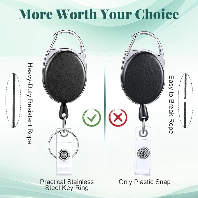 Honoson 10 Pcs Heavy Duty Retractable Badge Reels Batch ID Badge Holder - Image 7