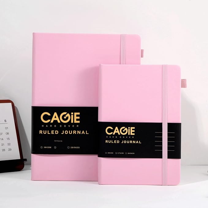 CAGIE Pink Journal Notebook for Women, 320 Pages College Ruled Notebook - Image 7