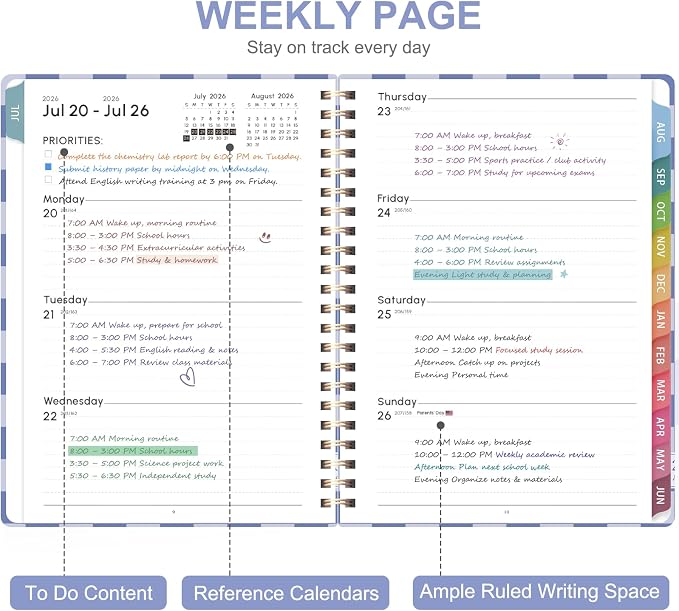 Planner 2026-2027, Weekly and Monthly Academic Year Calendar Planner, July 2026 - Image 2