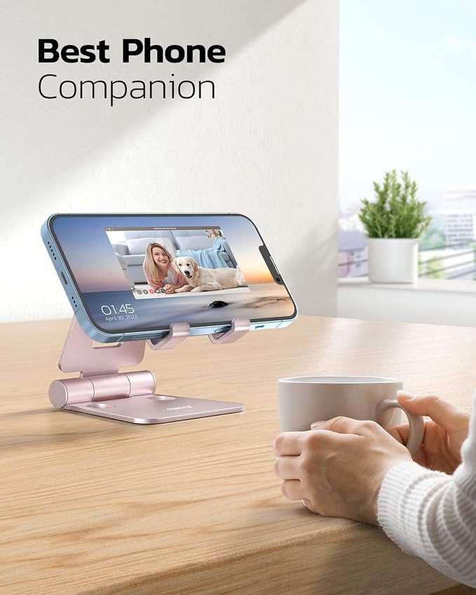 Nulaxy Dual Folding Cell Phone Stand, Fully Adjustable Foldable Desktop Phone - Image 6