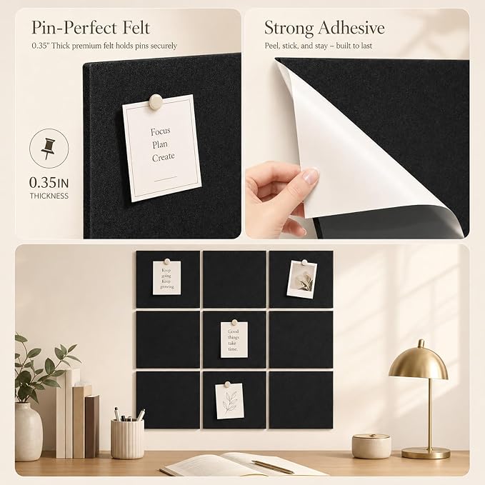 Felt Bulletin Board Tiles, Large Cork Board Alternative, 24 x 36 in | 0.35 in - Image 3
