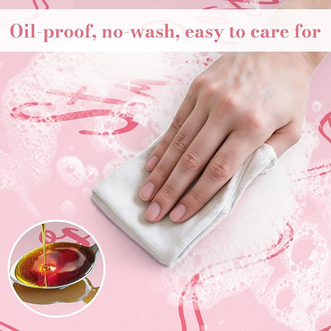 iCasso Pink Mouse Pad, Scalloped Desk Cover Mat, Leather Waterproof Desk Pad Mat - Image 4