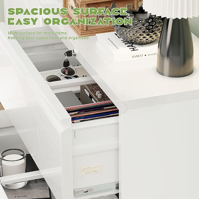 Superday Lateral File Cabinet 3 Drawer Metal File Cabinet with Lock, White Filing Cabinets for Home Office, Locking Filing Cabinets Hanging Files Letter/Legal/F4/A4-DeskLoop Office