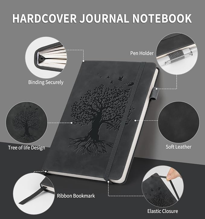 Lined Journal Notebook for Women Men, A5 Hardcover Leather Journals for Writing - Image 2