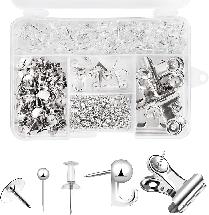 310 Pcs Silver Push Pins Set, Thumb Tacks Decorative Push Pins by BESARME