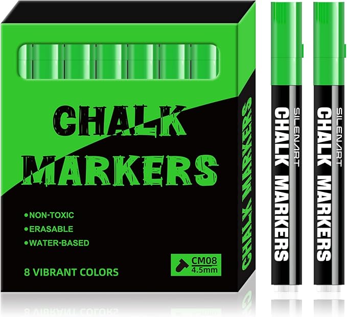 SILENART Chalk Markers Green 8 Pack by SILENART-THEARTOFSILENCE