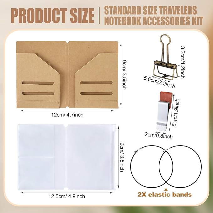 Travelers Journal Notebook Accessories Kit Include Travel Kraft File Folder - Image 2