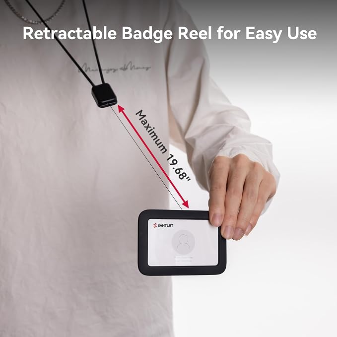 Lanyards for ID Badges Holder, SANTLET Silicone ID Badge Holder Name Card Case - Image 4