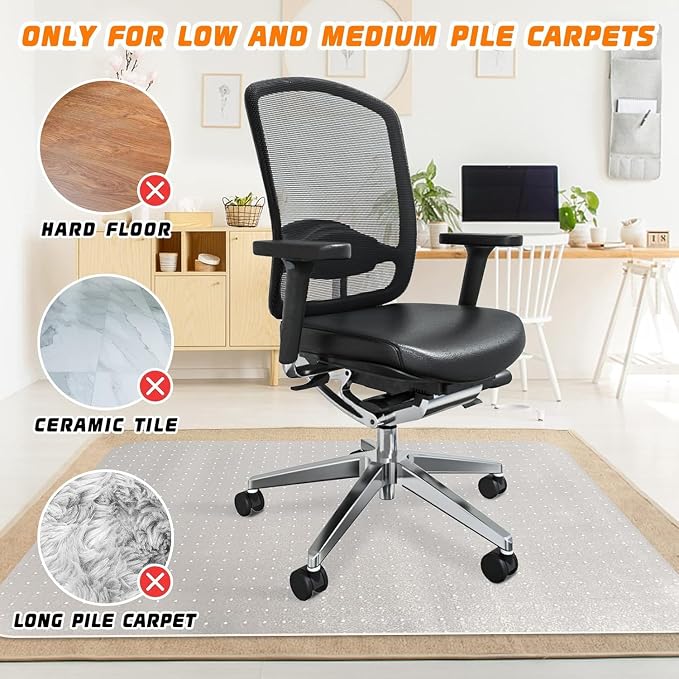 Office Chair Mat for Carpeted Floors, Desk Mats 48"X30" for Rolling Desk on Low - Image 2
