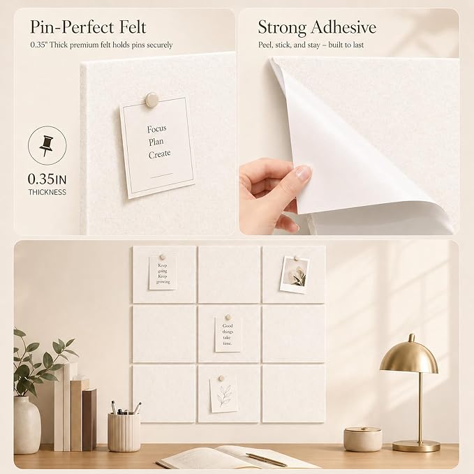 Felt Bulletin Board Tiles, Large Cork Board Alternative, 24 x 36 in | 0.35 in - Image 3