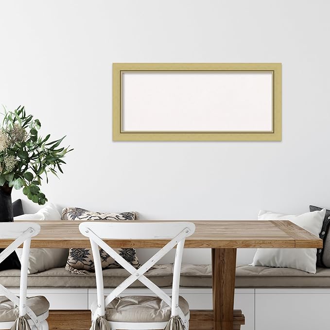 Amanti Art White Cork Board for Wall, 15x33 Vision Board with Gold Frame, Medium Corkboard Office Decor for Home Organization, Casual Corkboard Pinboard to display items for home organization-DeskLoop Office