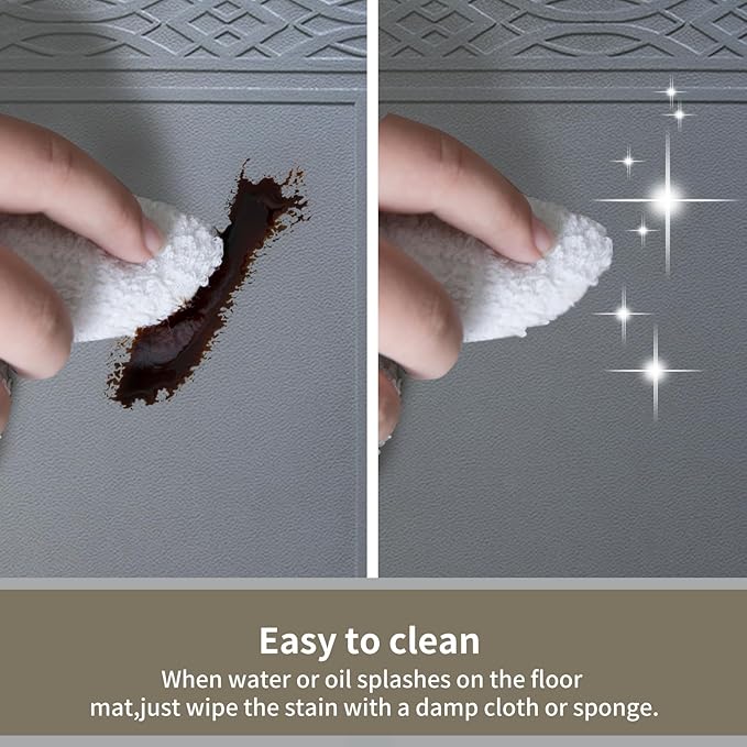 24 x 60 Inch Extra Support Anti Fatigue Comfort Kitchen Mat, Waterproof Long Kitchen Runner, Non-Slip Standing Desk Mat, Commercial Pads for Offices, Home, Garages (Bordeaux Grey, 24'' x 60'')-DeskLoop Office