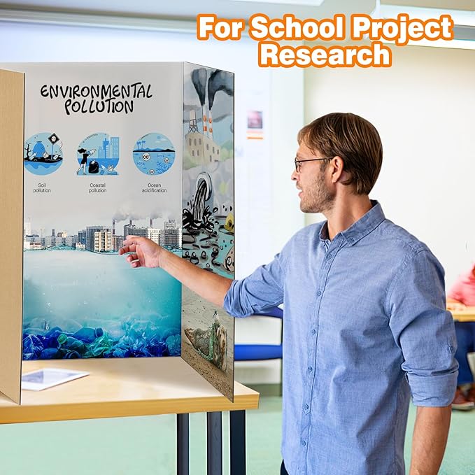 8 PCS Trifold Poster Board- Extra Large 48" x 36" Tri Fold Display Board Hard & Thick White Presentation Cardboard for Science Fair, School Projects, and Business Presentations Supply-DeskLoop Office