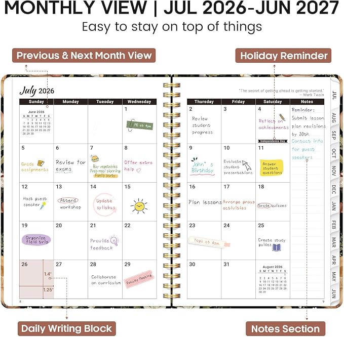 Academic Planner 2026-2027, Weekly and Monthly Calendar Book, July 2026 – June - Image 2