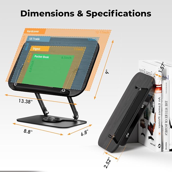 SupeDesk Book Stand for Reading, Adjustable Book Holder - Image 6