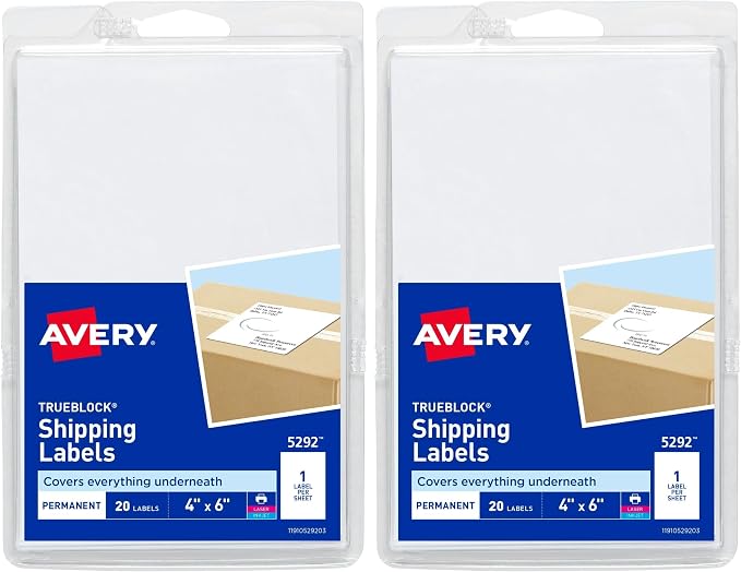 Avery Printable Shipping Labels, 20 Blank Address Labels by Avery