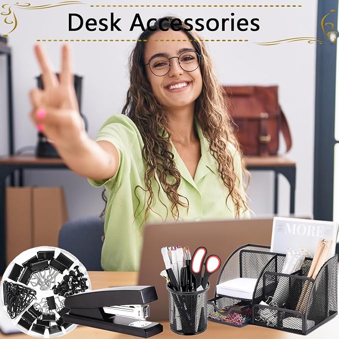 Office Supplies, Desk Accessories, Stapler and Tape Dispenser Set, 1000 Staples - Image 2