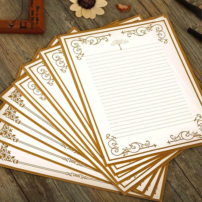 8 Pcs Vintage Letter Papers Set Printable Writing Paper Lined - Image 2