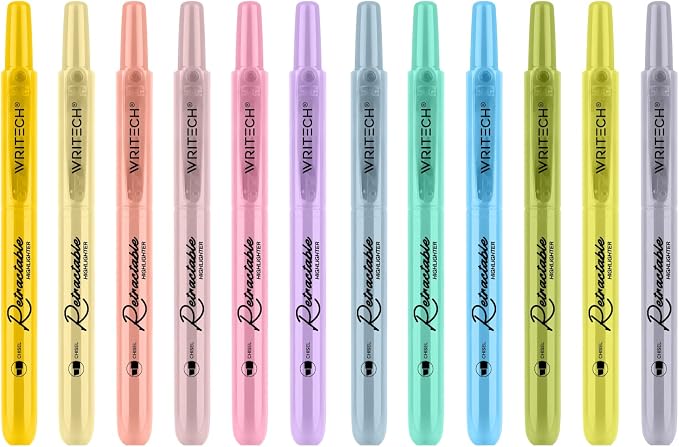 WRITECH Retractable Bible Highlighters Assorted: Pastel Colors No Bleed by WRITECH