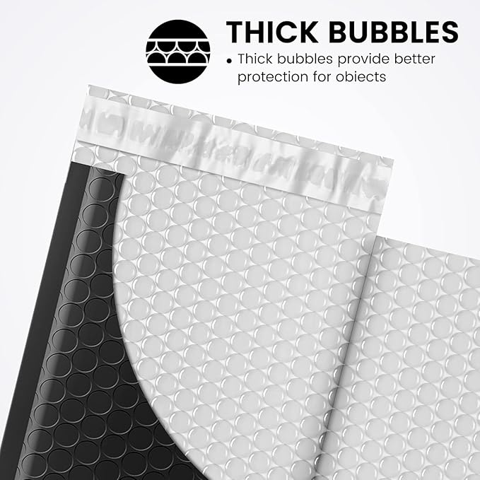 Fuxury Black Bubble Mailers 4x8" 100 Pack Waterproof Padded Envelopes Usable - Image 3