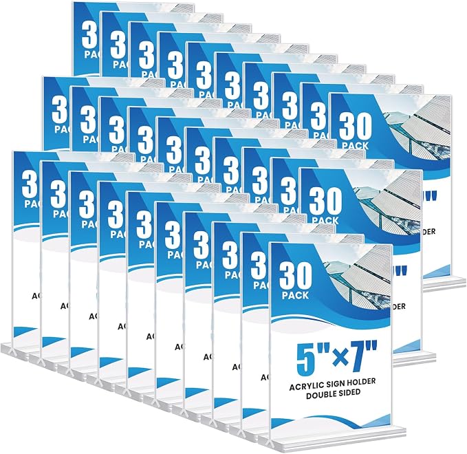 30 Pack Acrylic Sign Holder 5x7, Desktop Flyer Stand by Unknown